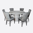1.35M Round Marble Dining Table Set MT-837-A + DC-4081